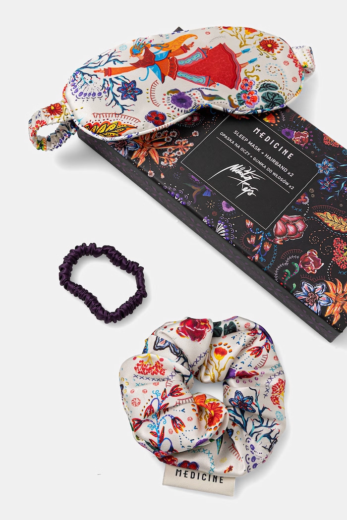 Home SPA Medicine Jedwabny zestaw opaska na oczy i gumki do włosów RW26-GEU850 multicolor