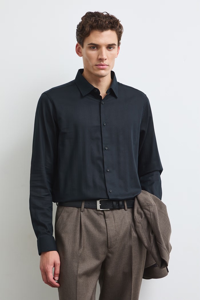 Košile pánská rybí kost černá RW26-KDM500