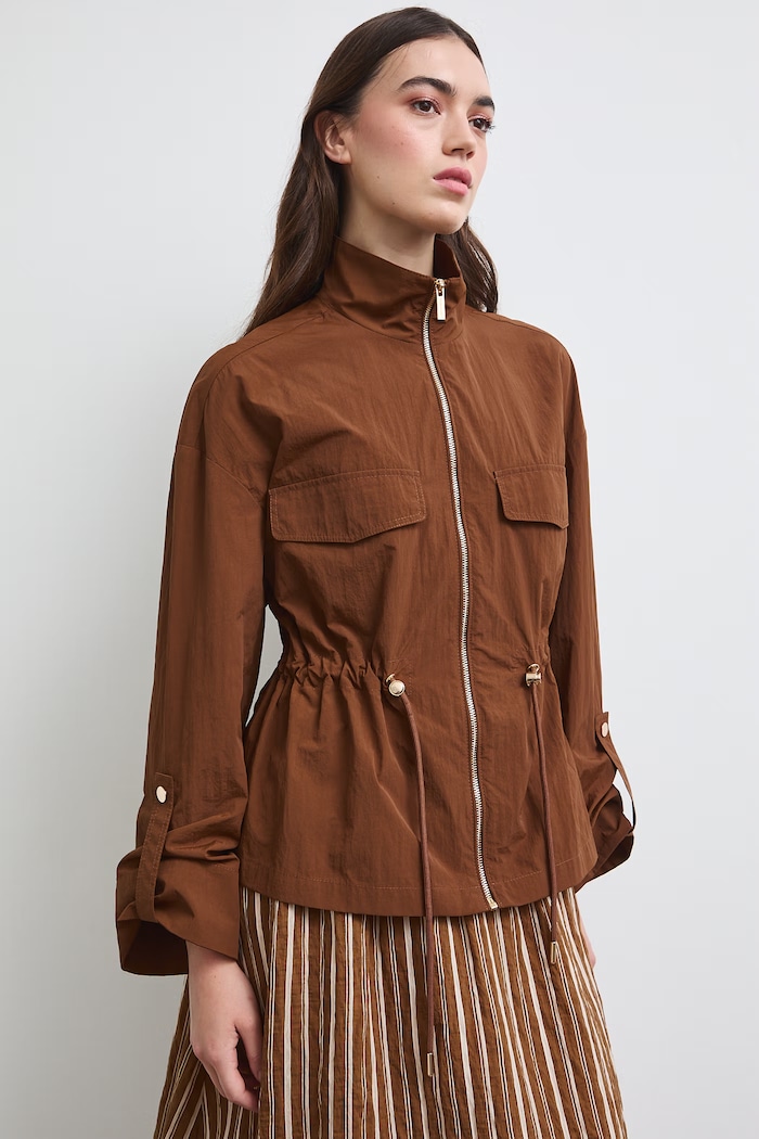 Oversized bunda dámská hladká RW26-KUD102 hnědá RW26