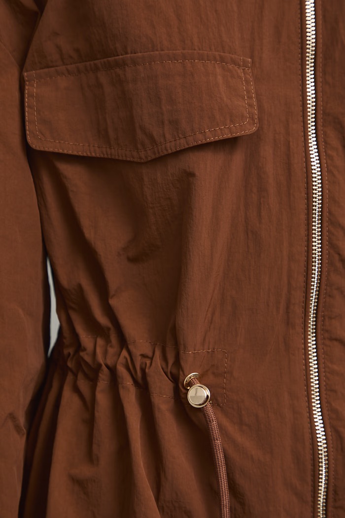 Oversized bunda dámská hladká RW26-KUD102 hnědá