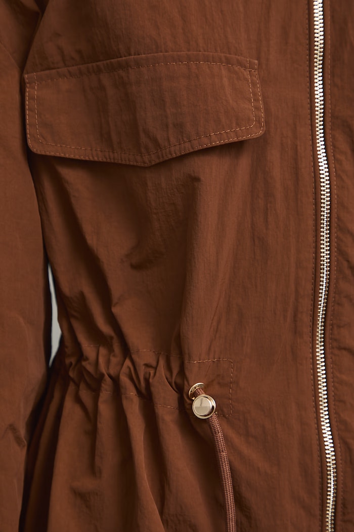 Oversized bunda dámská hladká RW26-KUD102 hnědá