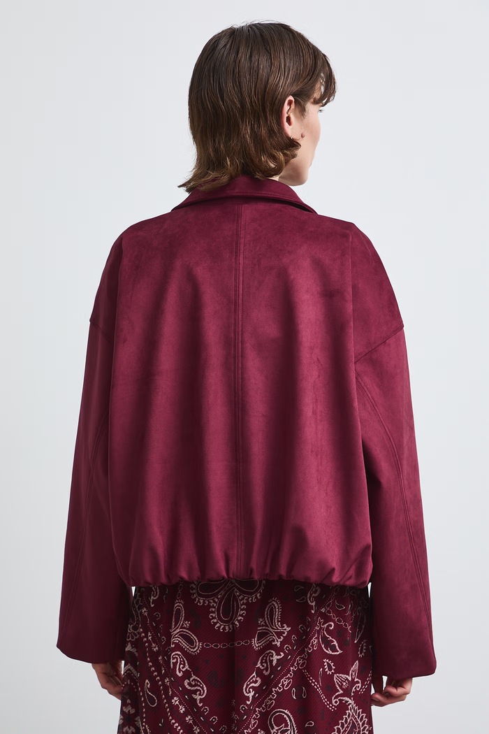 Bunda bomber dámska z imitácie semišu RW26-KUD300 burgundské RW26
