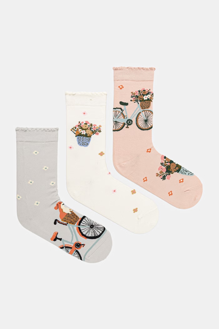 Skarpety 3-pack damskie z bawełną z motywem zwierzęcym multicolor RW26-LGD209