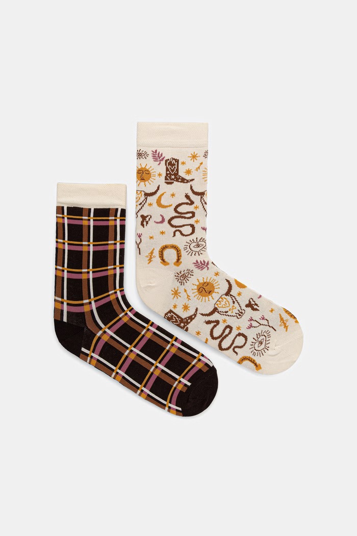 Ponožky 2-pack dámské s bavlnou vícebarevná RW26-LGD304
