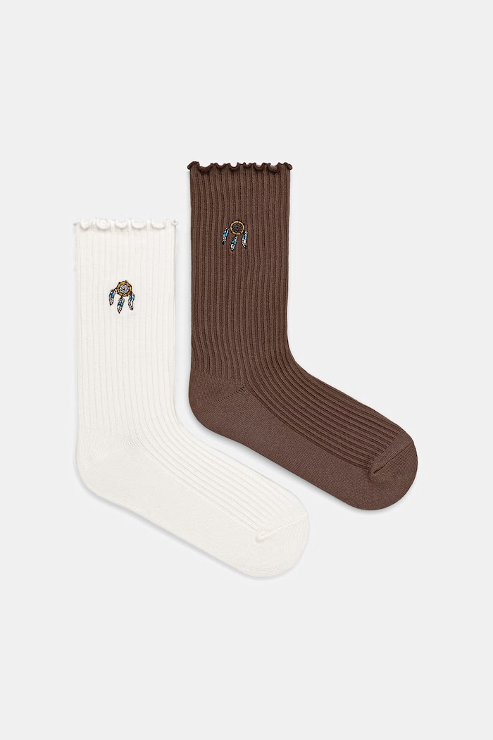 Skarpety 2-pack damskie z haftami multicolor RW26-LGD305