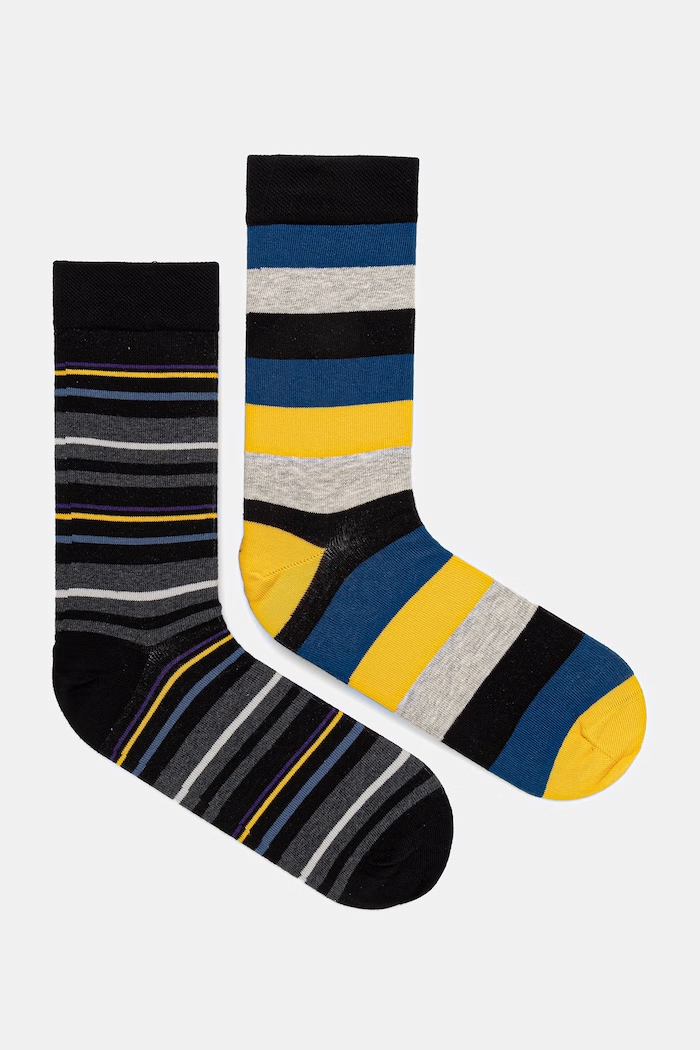 Skarpety 2-pack męskie z bawełną w paski multicolor RW26-LGM111