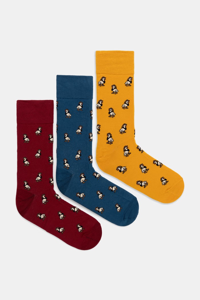 Skarpety męskie z bawełną z motywem zwierzęcym 3-pack multicolor RW26-LGM301
