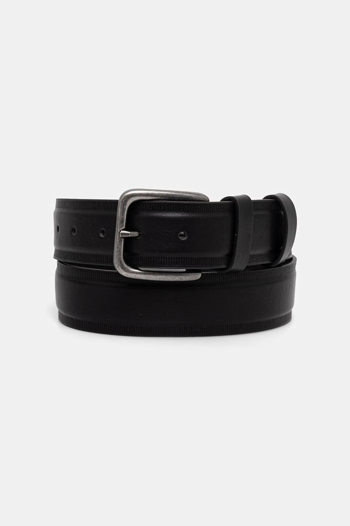 Pasek męski z imitacji skóry czarny RW26-PAM301