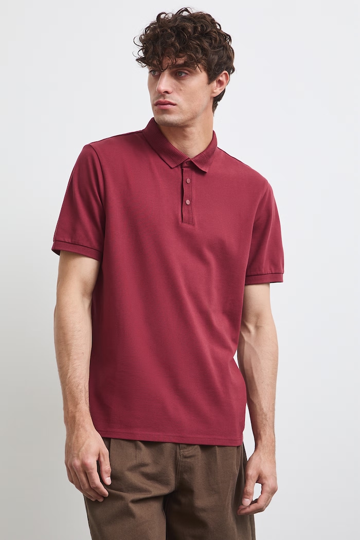 Medicine polo męskie bawełniane z elastanem RW26-POM022 bordowy RW26
