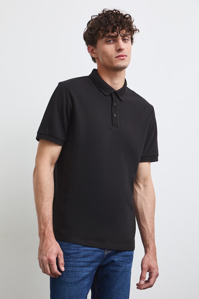 Medicine polo męskie bawełniane z elastanem RW26-POM022 czarny RW26