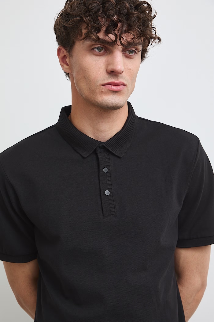 Medicine polo męskie bawełniane z elastanem czarny RW26-POM022