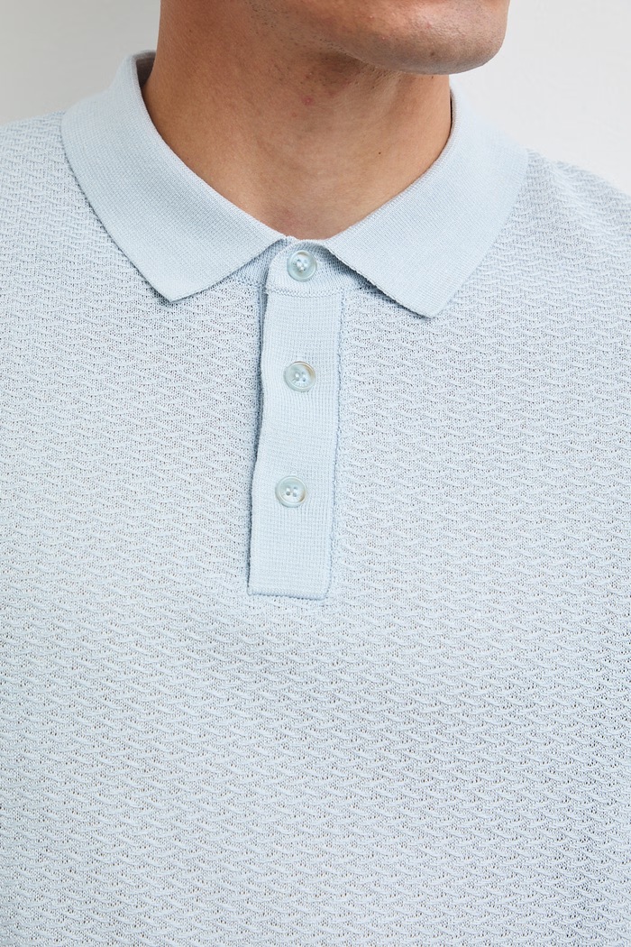 Medicine polo męskie z dodatkiem lnu RW26-POM200 niebieski