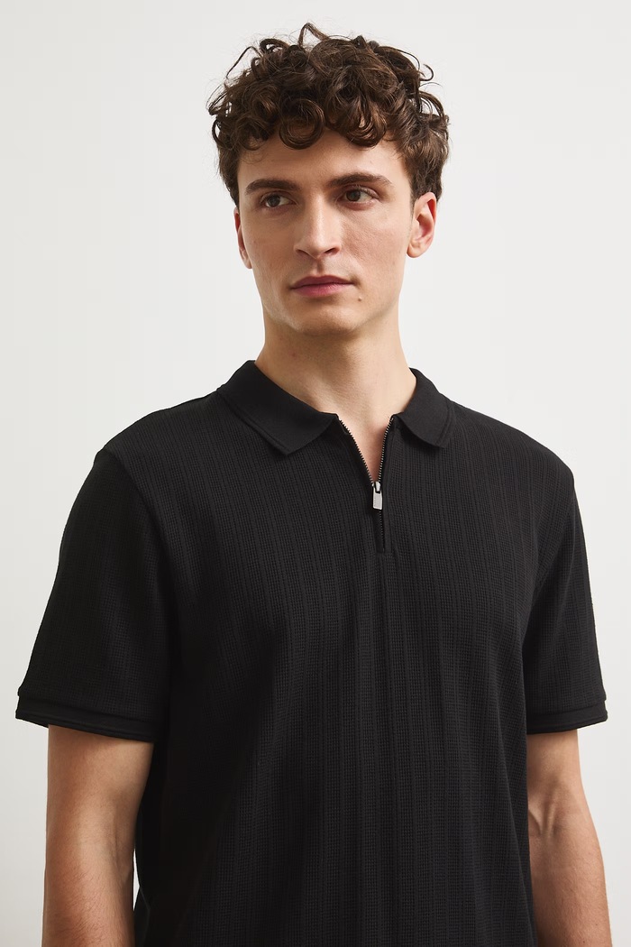 Medicine polo męskie z bawełną czarny RW26-POM305