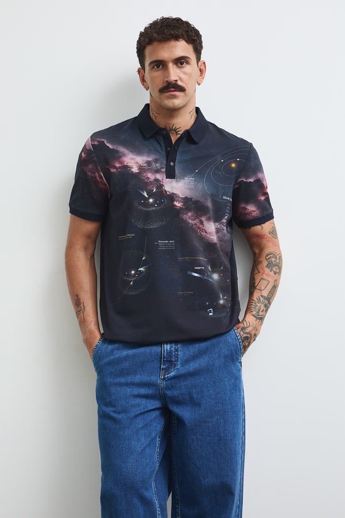 Polo tričko pánske z kolekcie European Space Agency x Medicine RW26-POM450 čierna RW26