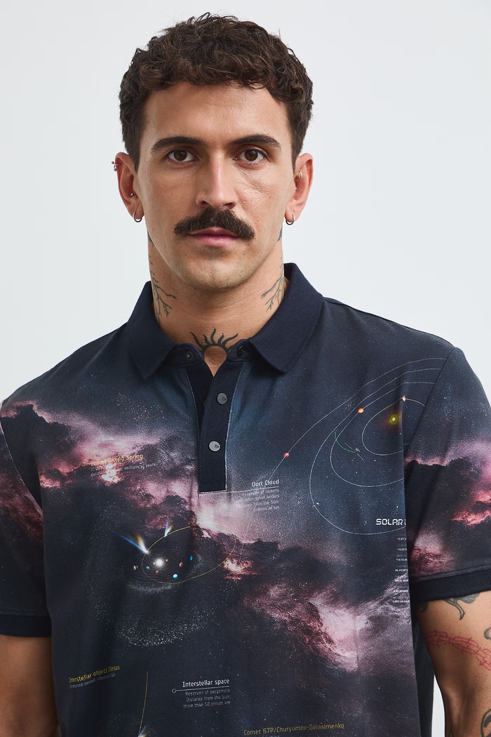 Polo tričko pánske z kolekcie European Space Agency x Medicine čierna RW26-POM450