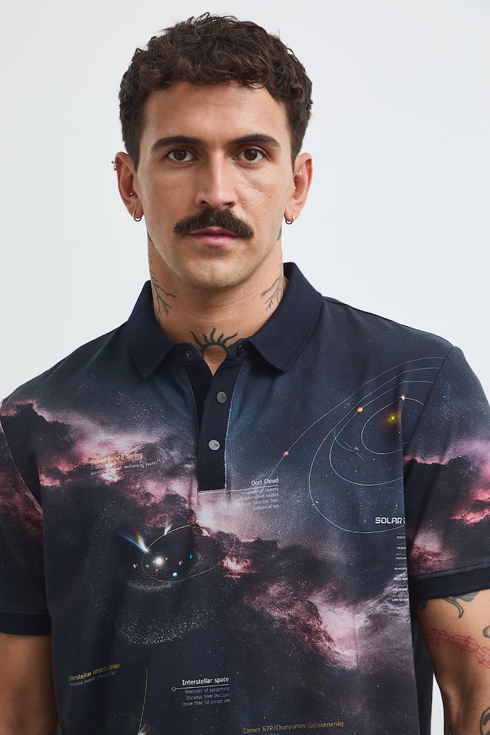 Polo tričko pánske z kolekcie European Space Agency x Medicine čierna RW26-POM450