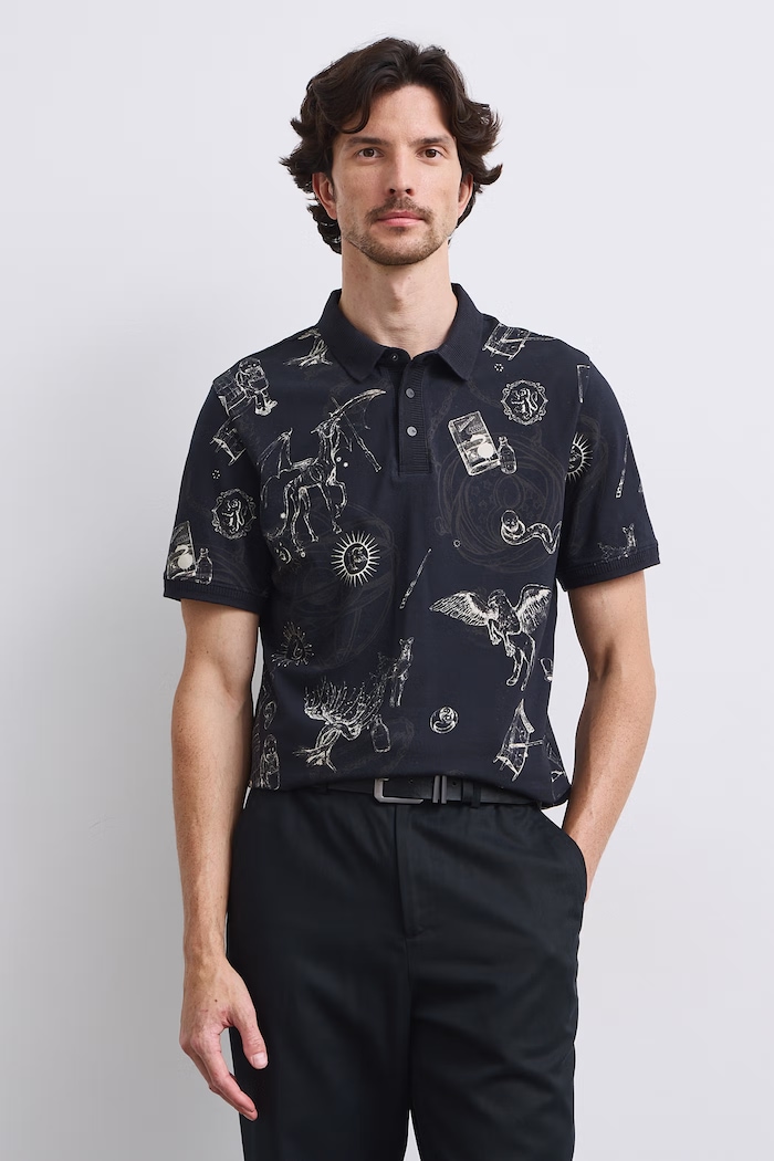 Medicine Polo męskie bawełniane z elastanem RW26-POM670 czarny RW26