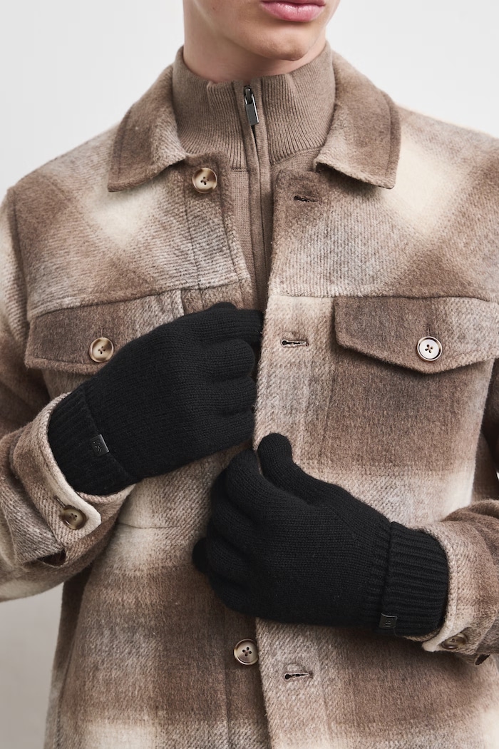 Mănuși pentru bărbați din lână merino negru RW26-REM700