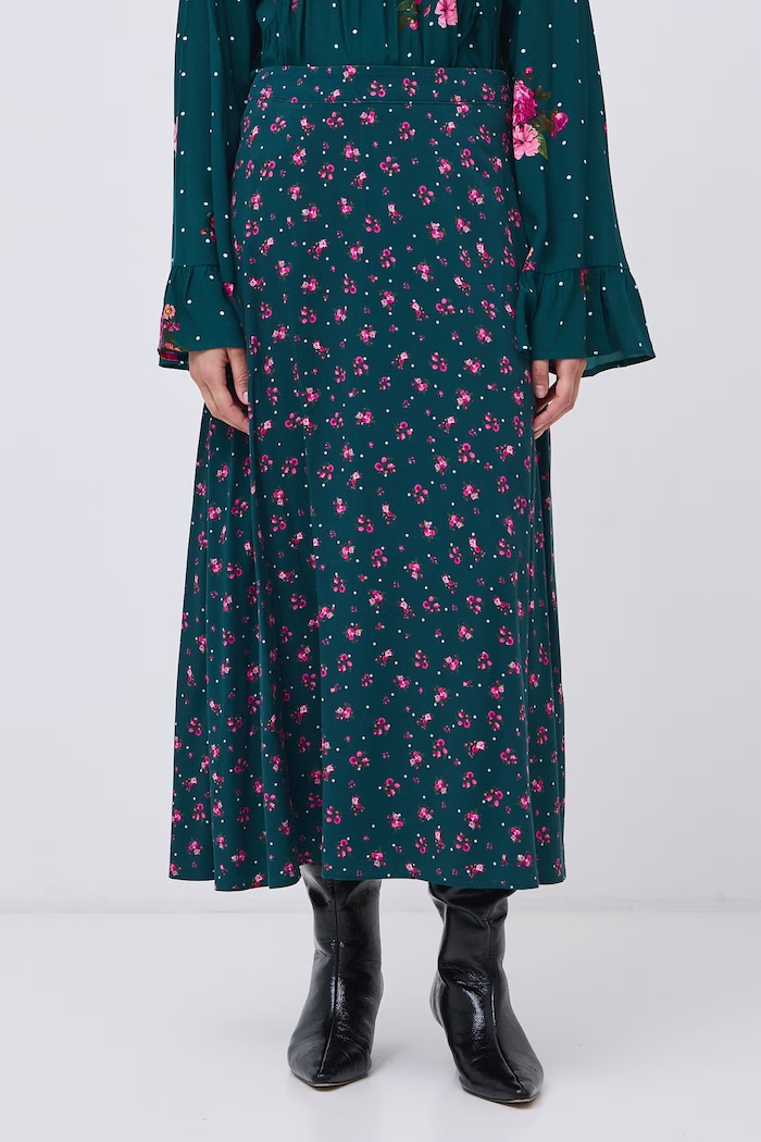 Medicine Spódnica rozkloszowana z wiskozy RW26-SDD050 turkusowy RW26