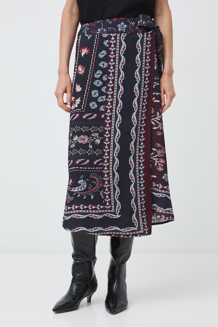 Spódnica kopertowa z wiskozą paisley RW26-SDD304 multicolor RW26