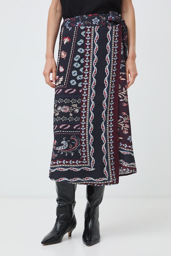 Spódnica kopertowa z wiskozą paisley RW26-SDD304 multicolor RW26