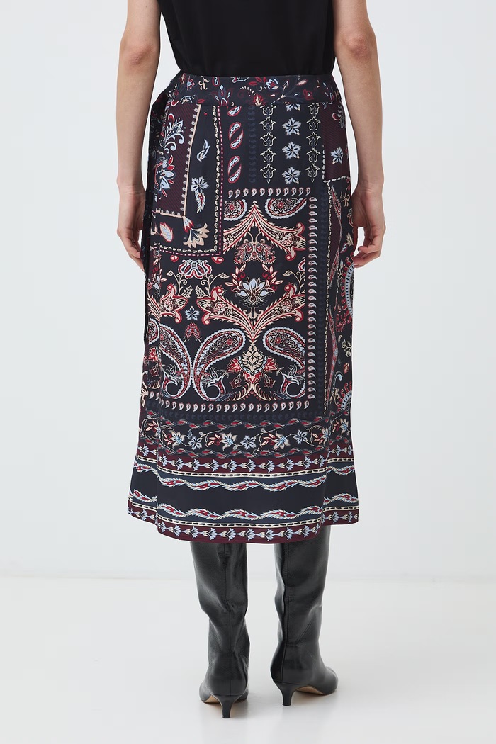 Odzież Spódnica kopertowa z wiskozą paisley RW26-SDD304 multicolor
