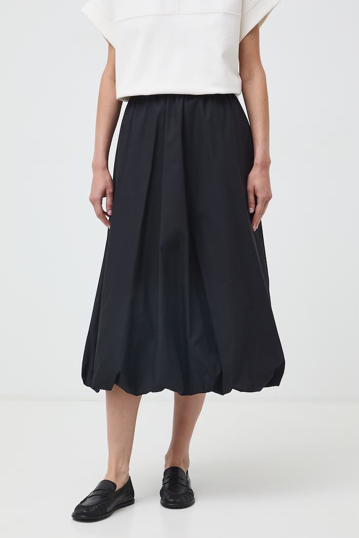 Spódnica bombka bawełniana midi gładka RW26-SDD404 czarny RW26