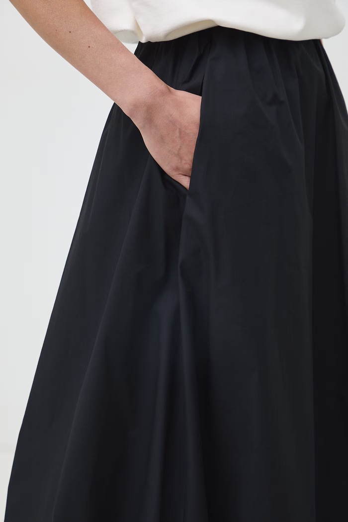 Spódnica bombka bawełniana midi gładka czarny RW26-SDD404
