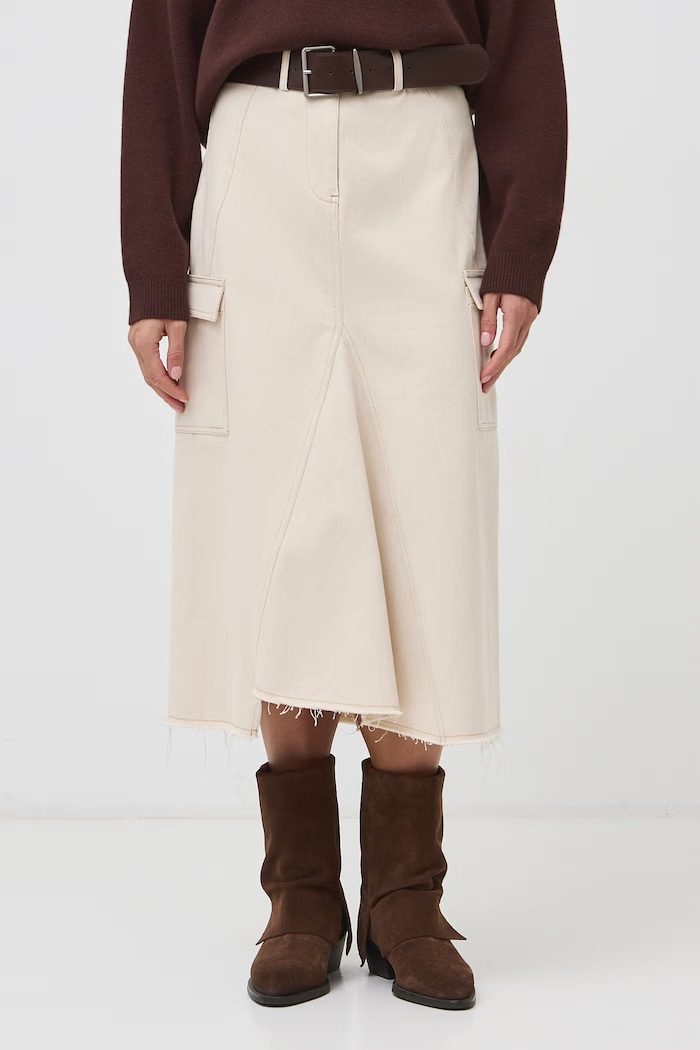 Fustă din denim midi RW26-SDD592 bej RW26