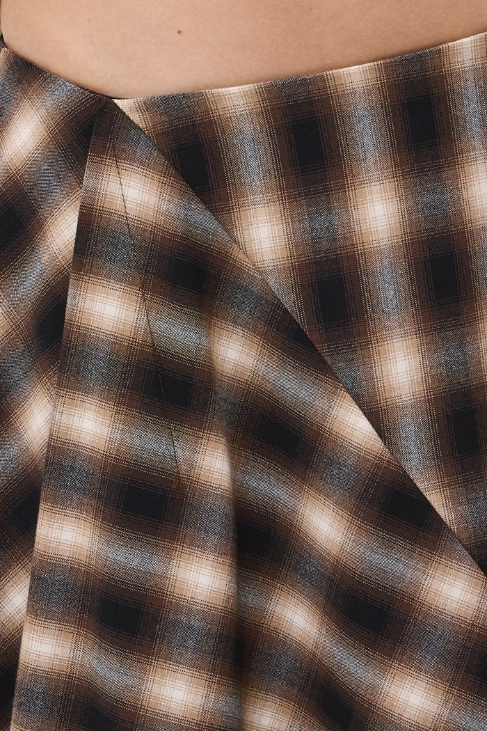 Spódnica asymetryczna midi w kratkę multicolor RW26-SDD608