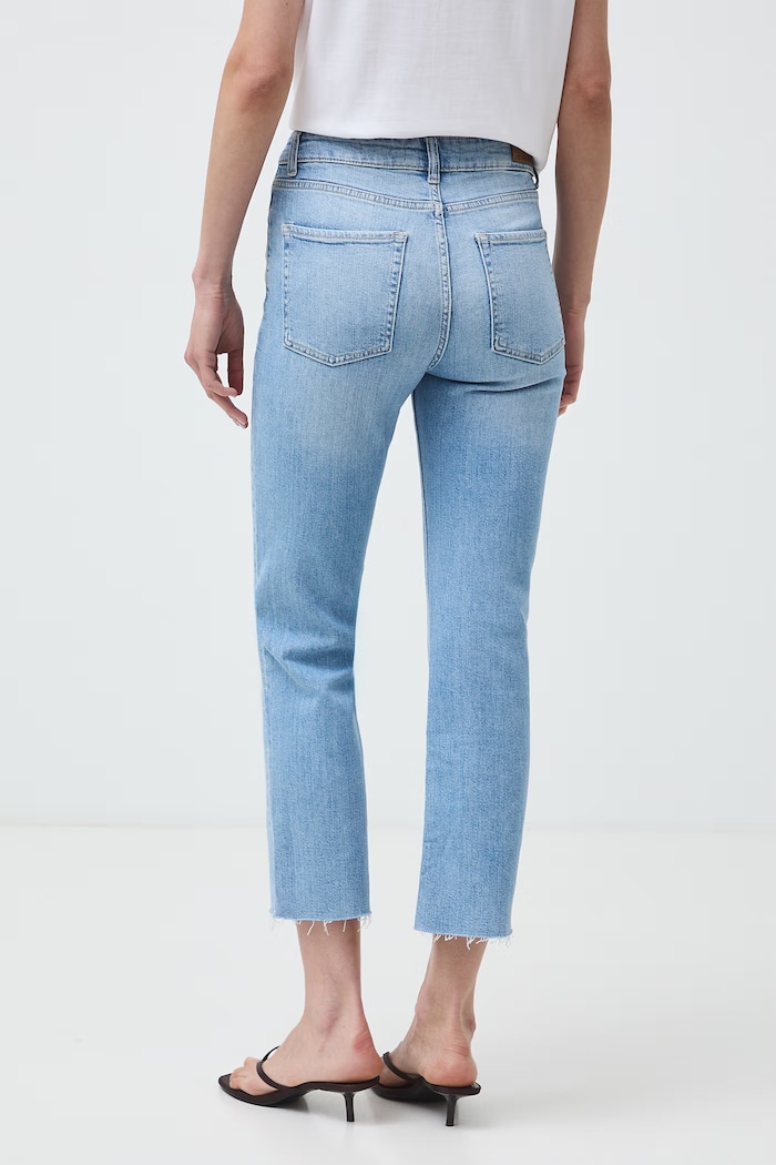 Odzież Jeansy flare damskie z efektem sprania RW26-SJD104 niebieski