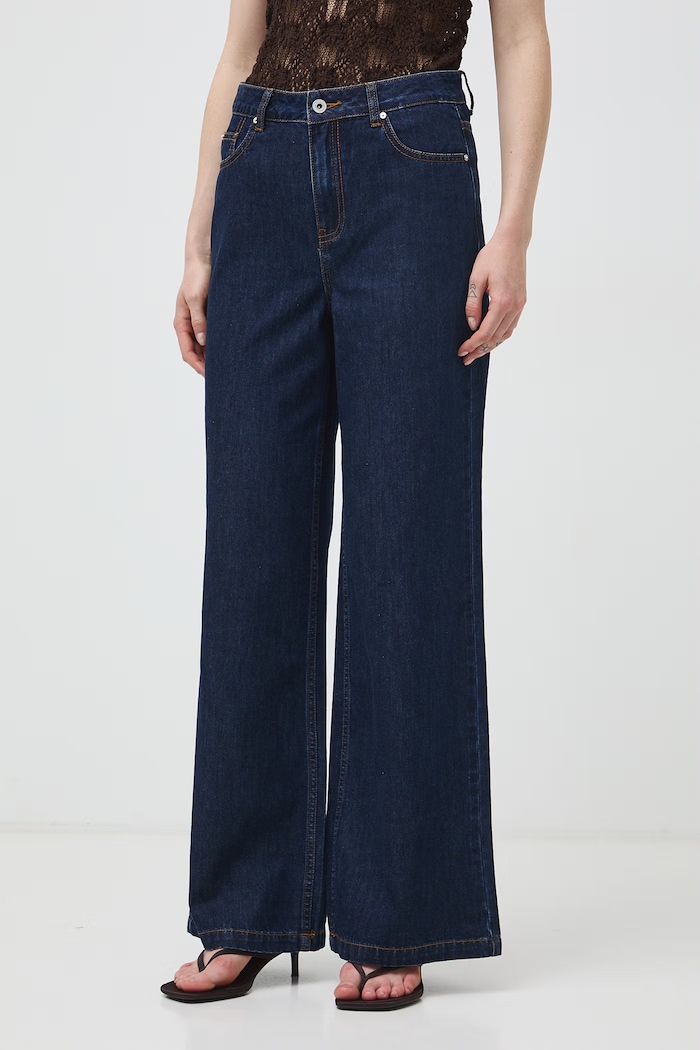 Jeansy wide leg damskie high waist RW26-SJD201 granatowy RW26