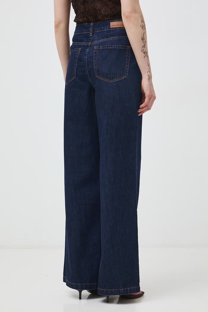 Odzież Jeansy wide leg damskie high waist RW26-SJD201 granatowy
