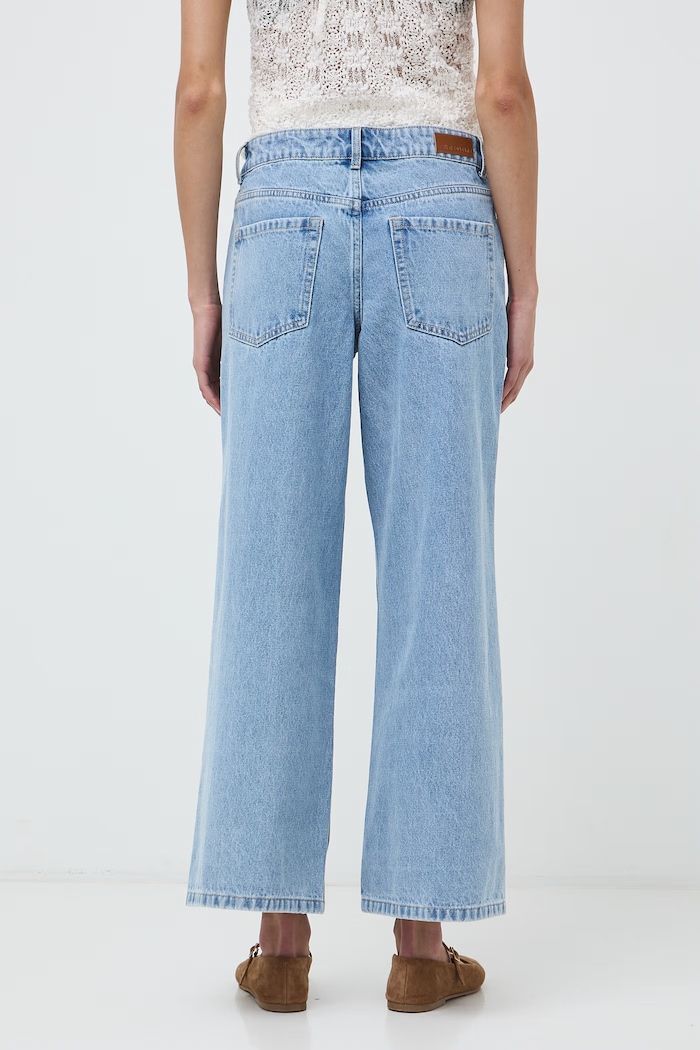 Odzież Jeansy wide leg damskie z haftami RW26-SJD202 niebieski