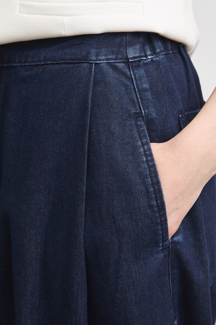 Jeansy slouchy damskie gładkie granatowy RW26-SJD203