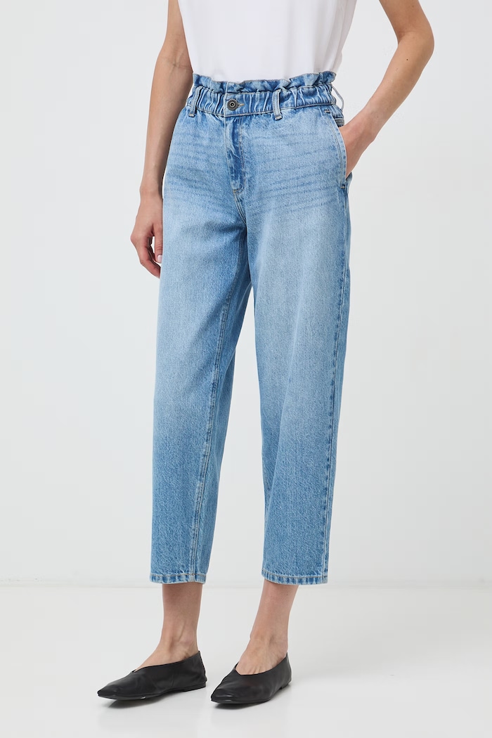 Jeansy slouchy damskie z efektem sprania RW26-SJD300 niebieski RW26