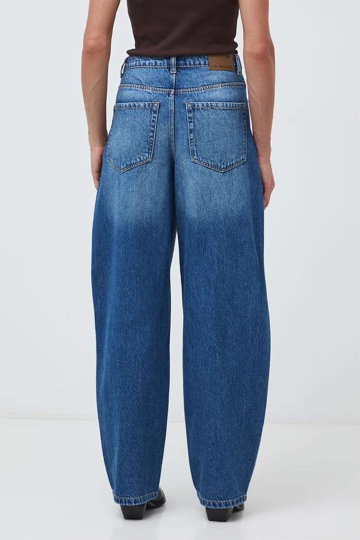 Odzież Jeansy slouchy damskie z efektem sprania RW26-SJD304 niebieski