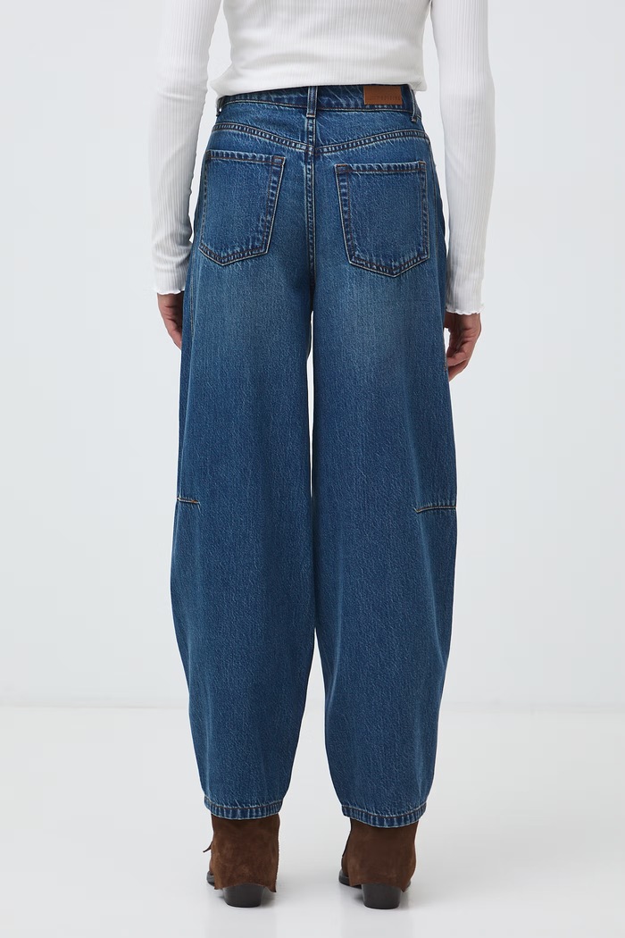 Odzież Jeansy slouchy damskie high waist gładkie RW26-SJD312 granatowy