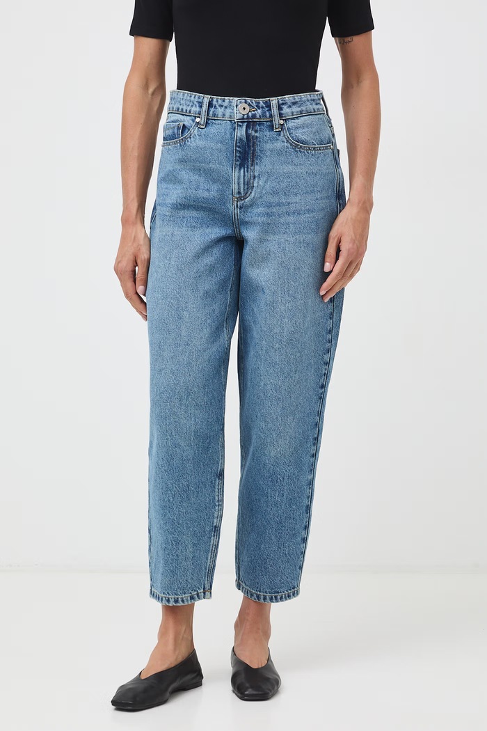 Jeansy slouchy damskie z efektem sprania RW26-SJD315 niebieski RW26
