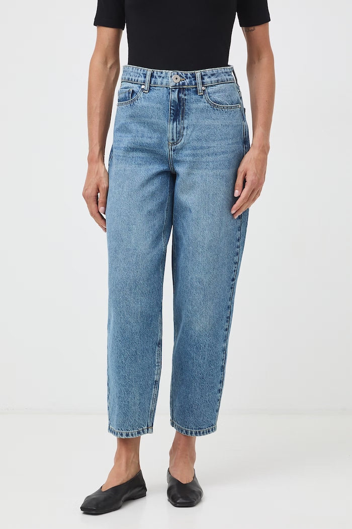 Jeansy slouchy damskie z efektem sprania RW26-SJD315 niebieski RW26