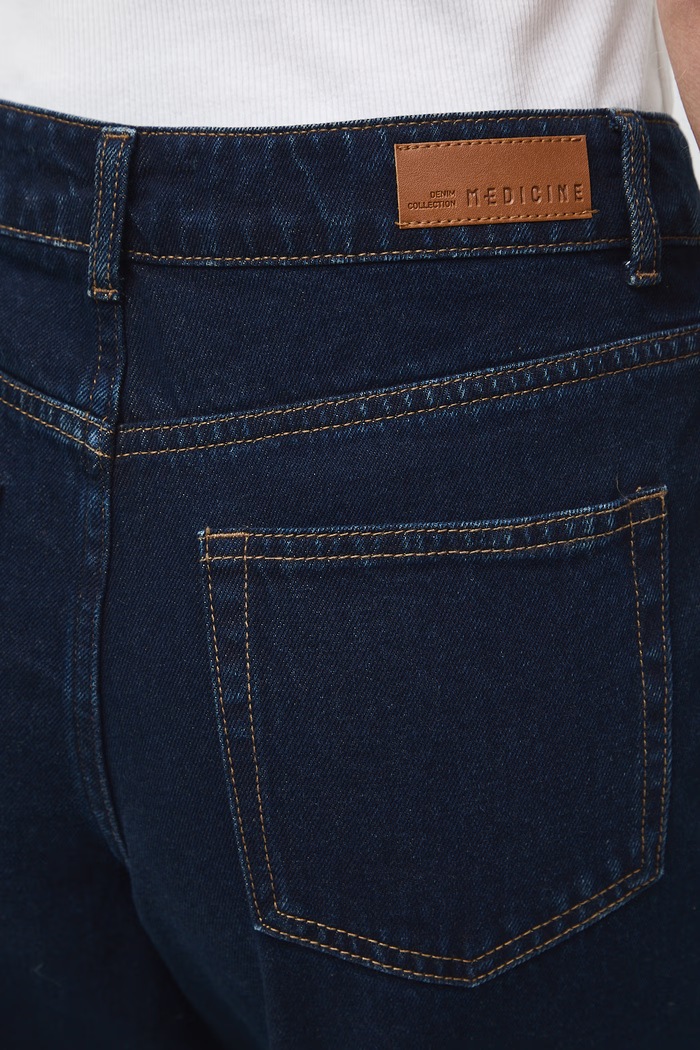 Jeansy slouchy damskie high waist granatowy RW26-SJD317