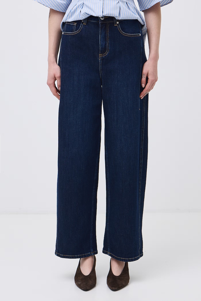 Jeansy slouchy damskie high waist RW26-SJD401 granatowy RW26