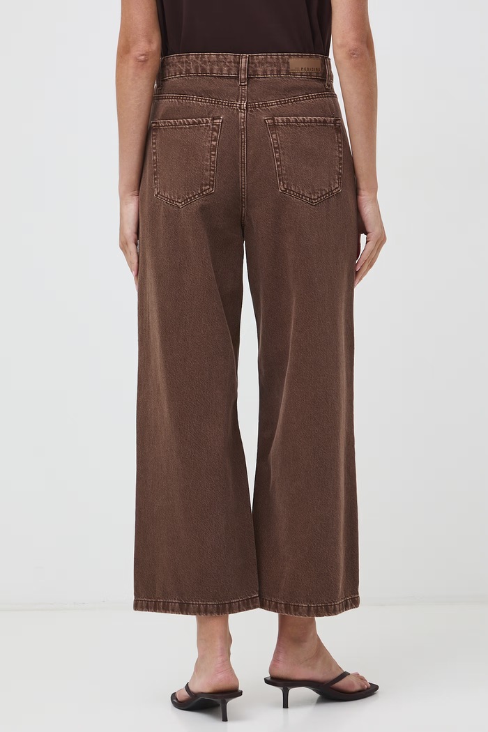 Odzież Jeansy wide leg damskie RW26-SJD402 brązowy