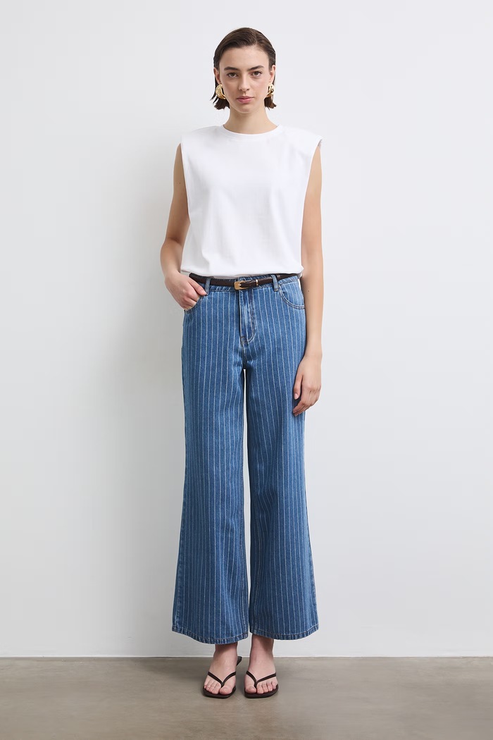 Medicine Jeansy wide leg damskie granatowy RW26-SJD412