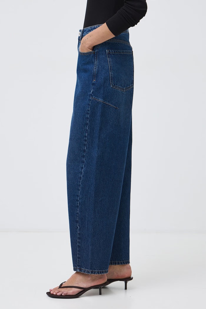 Slouchy džíny dámské s vybledlým efektem RW26-SJD500 námořnická modř