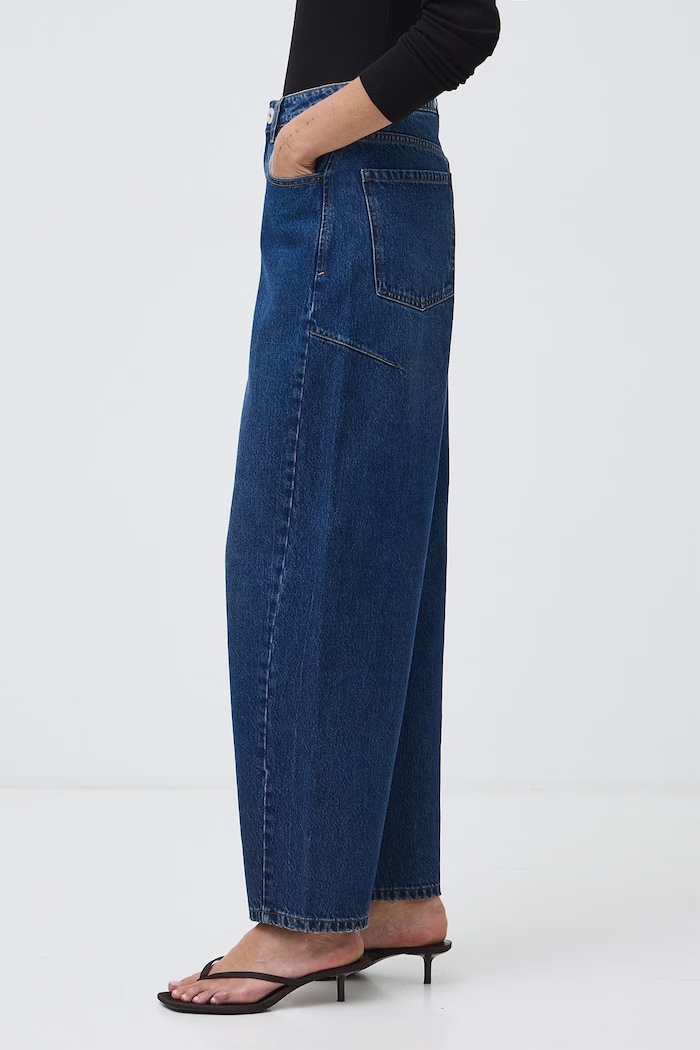 Slouchy džíny dámské s vybledlým efektem RW26-SJD500 námořnická modř