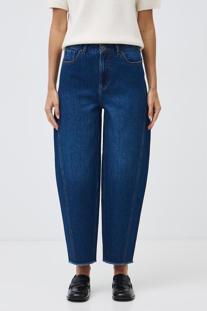 Jeansy slouchy damskie z efektem sprania RW26-SJD505 granatowy RW26