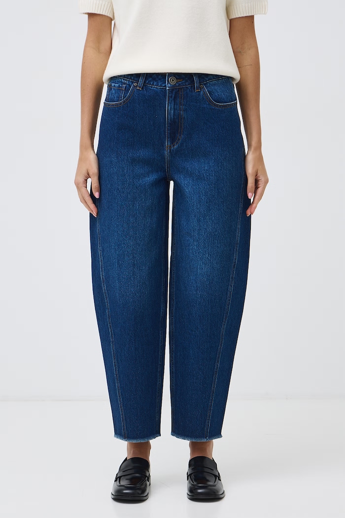 Jeansy slouchy damskie z efektem sprania RW26-SJD505 granatowy RW26