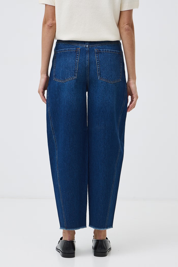 Jeansy slouchy damskie z efektem sprania RW26-SJD505 granatowy