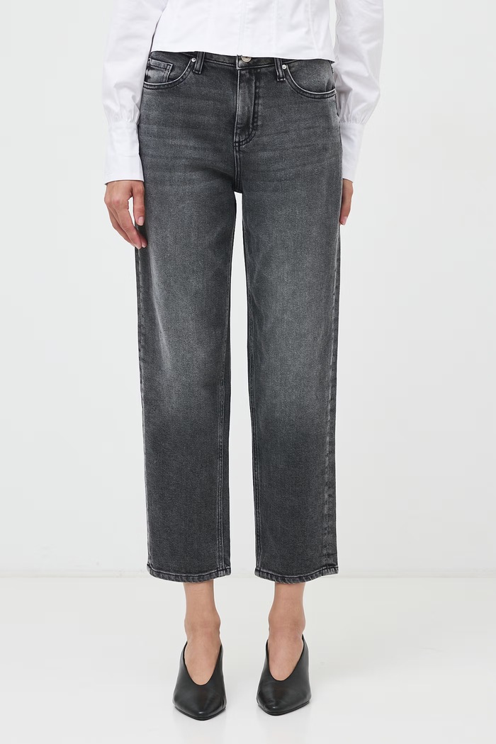 Jeansy mom fit damskie z efektem sprania RW26-SJD513 szary RW26